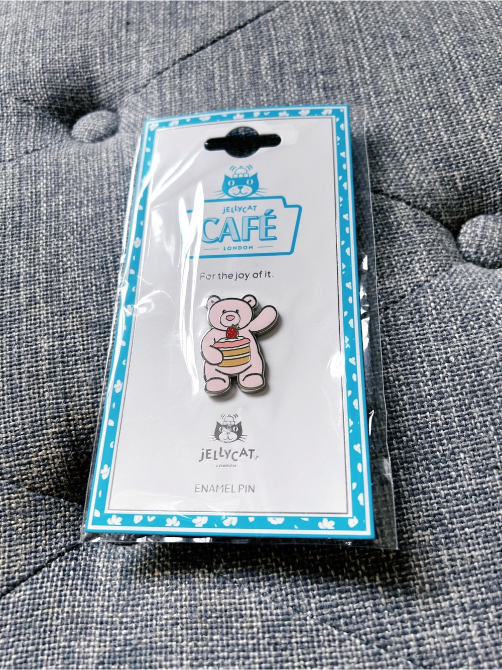 Authentic Jellycat Café Pink Bear Enamel pin - brand new on card